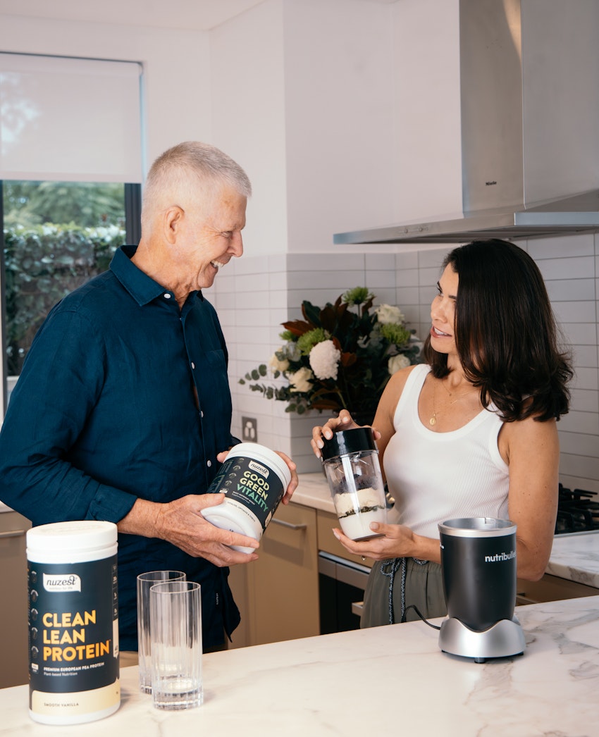 Nuzest founders Trevor and Monique Bolland in the kitchen